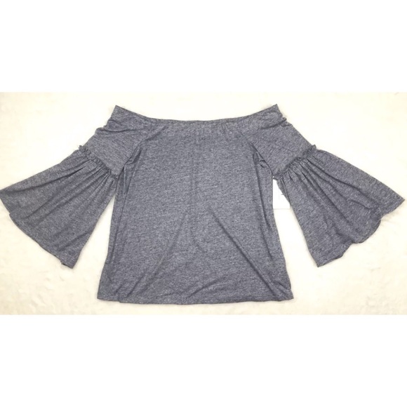 H by Halston Tops - NWT HALSTON Gray Knit Off The Shoulder Pea…